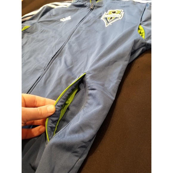 VTG ADIDAS Climalite SEATTLE SOUNDERS FC Training Zip Track Jacket Jersey Medium - Picture 5 of 11